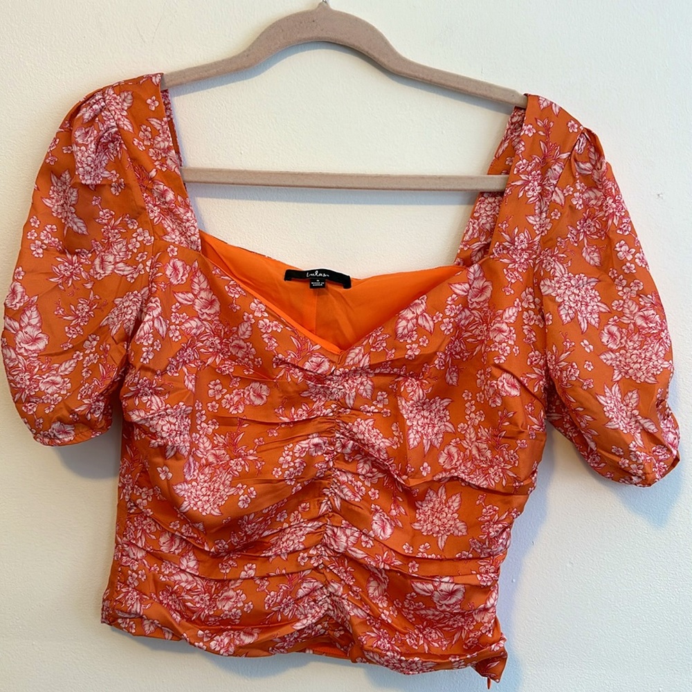 Lulu’s Pink and Orange Floral Crop Top
